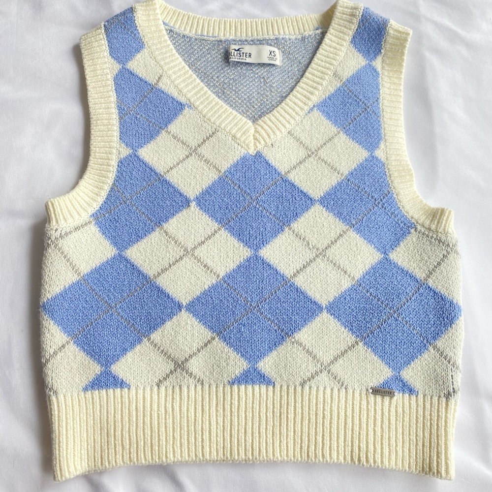 Hollister Sweater Vest | Size: XS | Color: Blue and White